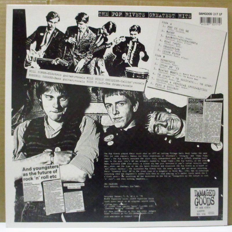POP RIVETS (ポップ・リヴェッツ)  - Greatest Hits (UK 04' 限定再発ホワイトヴァイナル LP)