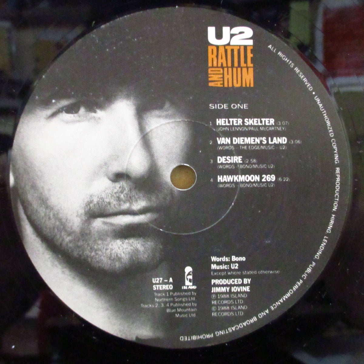 U2 - Rattle And Hum (UK オリジナル 2xLP+特製ビニールバッグ, 光沢固紙インナー/光沢見開きジャケ)