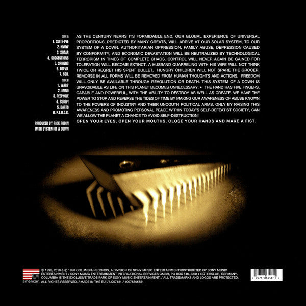 SYSTEM OF A DOWN (システム・オブ・ア・ダウン)  - S.T. <1st Album> (EU 限定復刻再発 LP/NEW)