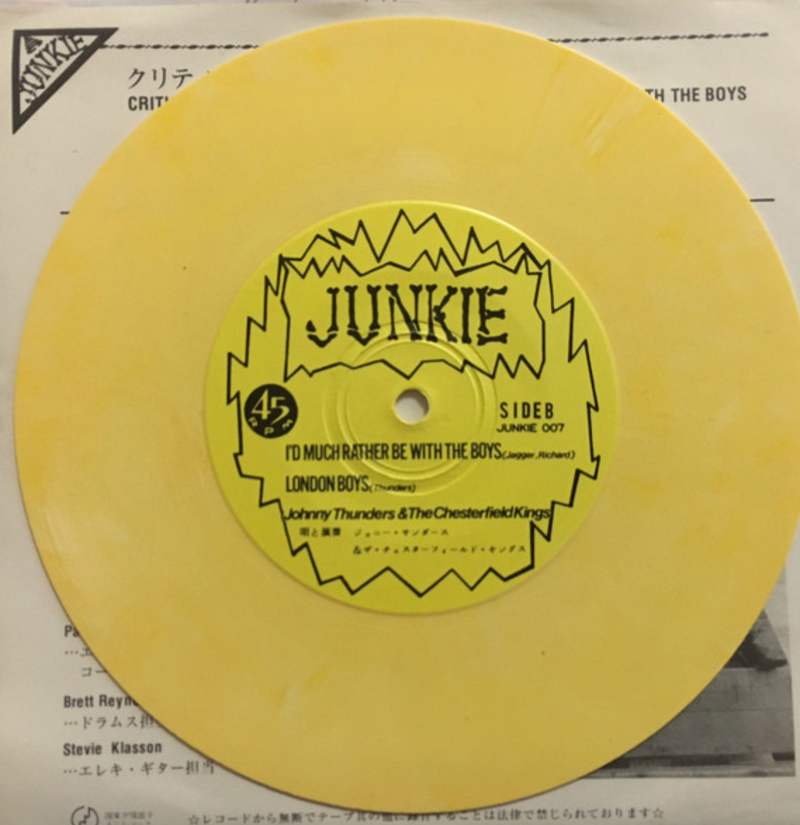 JOHNNY THUNDERS & THE CHESTERFIELD KINGS (ジョニー・サンダース & ザ・チェスターフィールド・キングズ) - Critic's Choice (US Ltd.Press Yellow Vinyl 7" / New)