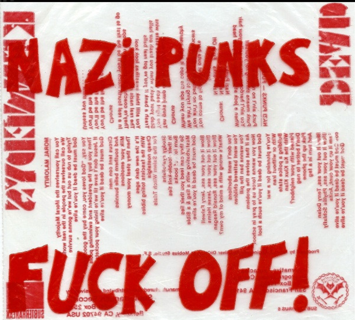 DEAD KENNEDYS (デッド・ケネディーズ) - Nazi Punks Fuck Off! (US Ltd.Reissue 7"/New)