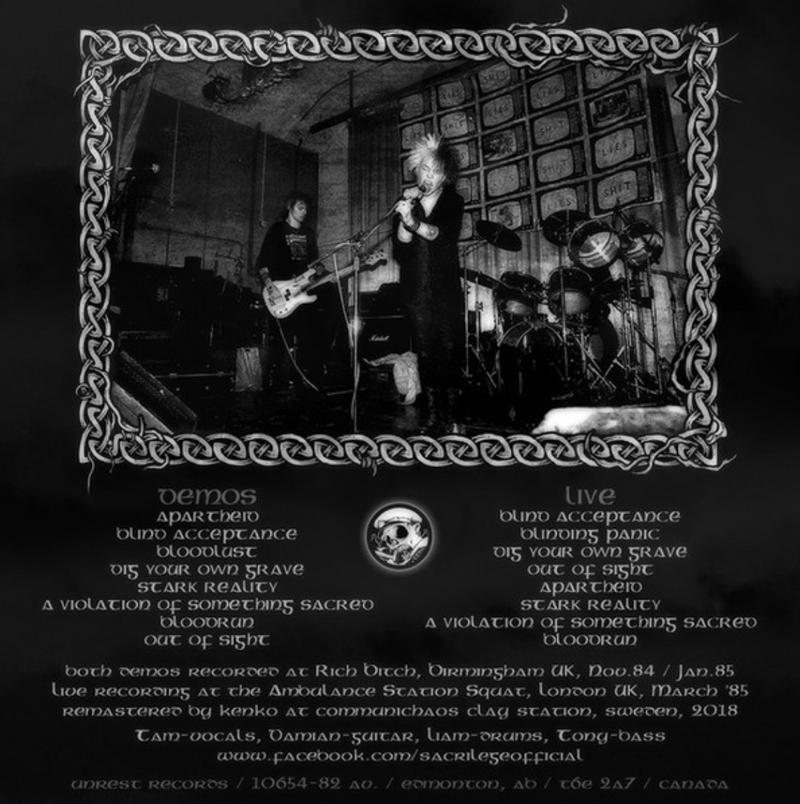 SACRILEGE (サクリレジ) - Ambulance Station Squat, London, 1985 Plus The First & Second Demos (UK Ltd.Clear & Black Splatter Vinyl LP+GS/ New)