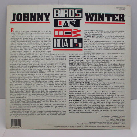 JOHNNY WINTER (ジョニー・ウィンター) - Birds Can't Row Boats (US:Orig.)