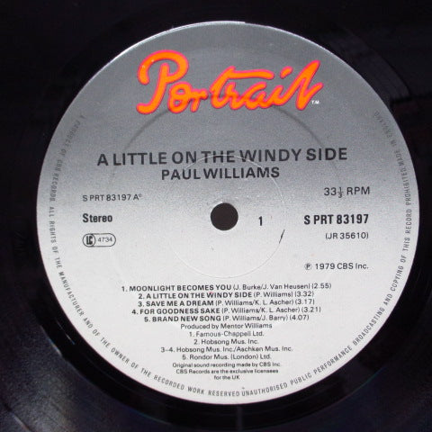 PAUL WILLIAMS (ポール・ウィリアムス) - A Little On The Windy Side (UK オリジナル LP+インサート)