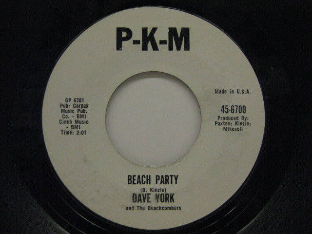 DAVE YORK & THE BEACHCOMBERS - Beach Party / I Wanna Go Surfin'