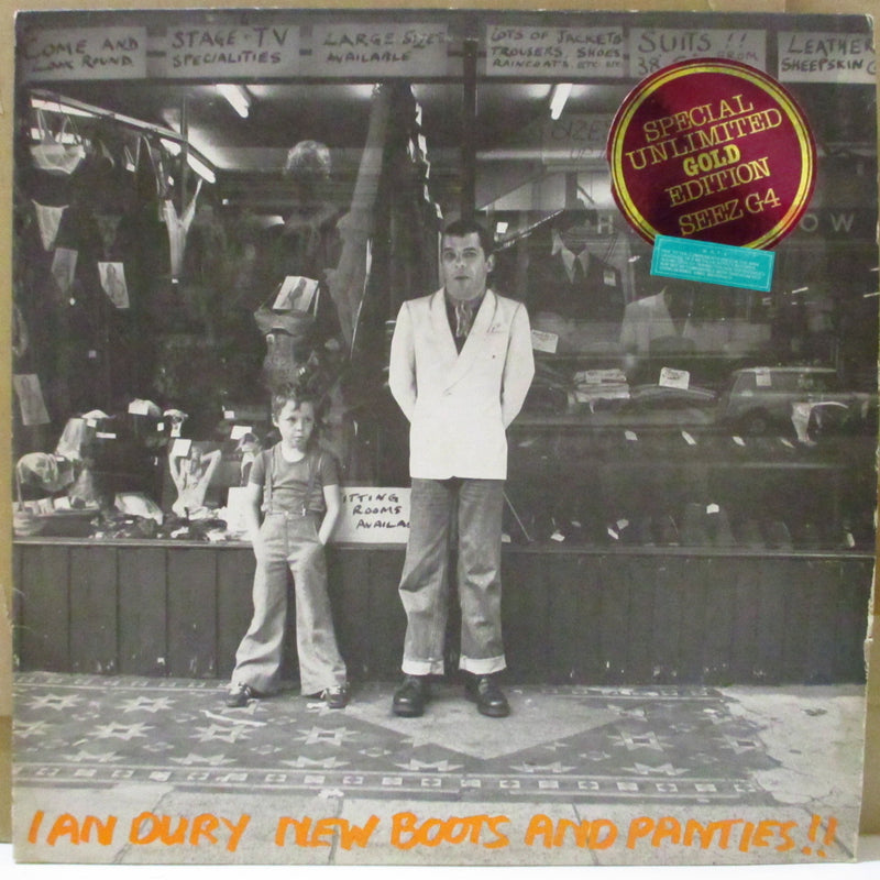 IAN DURY & THE BLOCKHEADS (イアン・デューリー・アンド・ザ・ブロックヘッズ)  - New Boots And Panties!! (UK 限定「ゴールドヴァイナル」LP+光沢固紙インナー/レアステッカー付きジャケ)