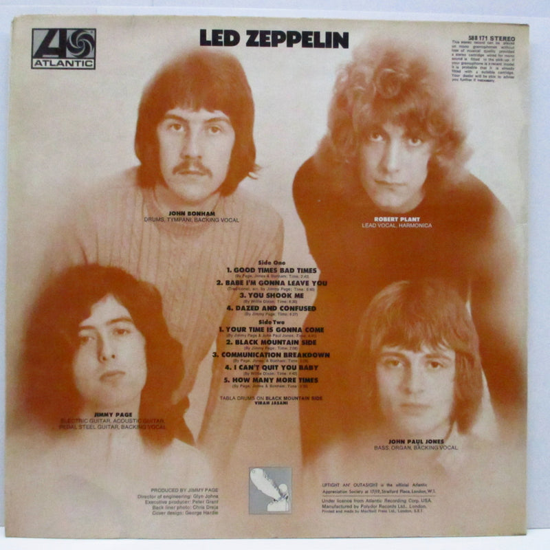 LED ZEPPELIN (レッド・ツェッペリン)  - Led Zeppelin/1st (UK '69 「セカンドプレス」LP/オレンジロゴ両面コーティングジャケ)