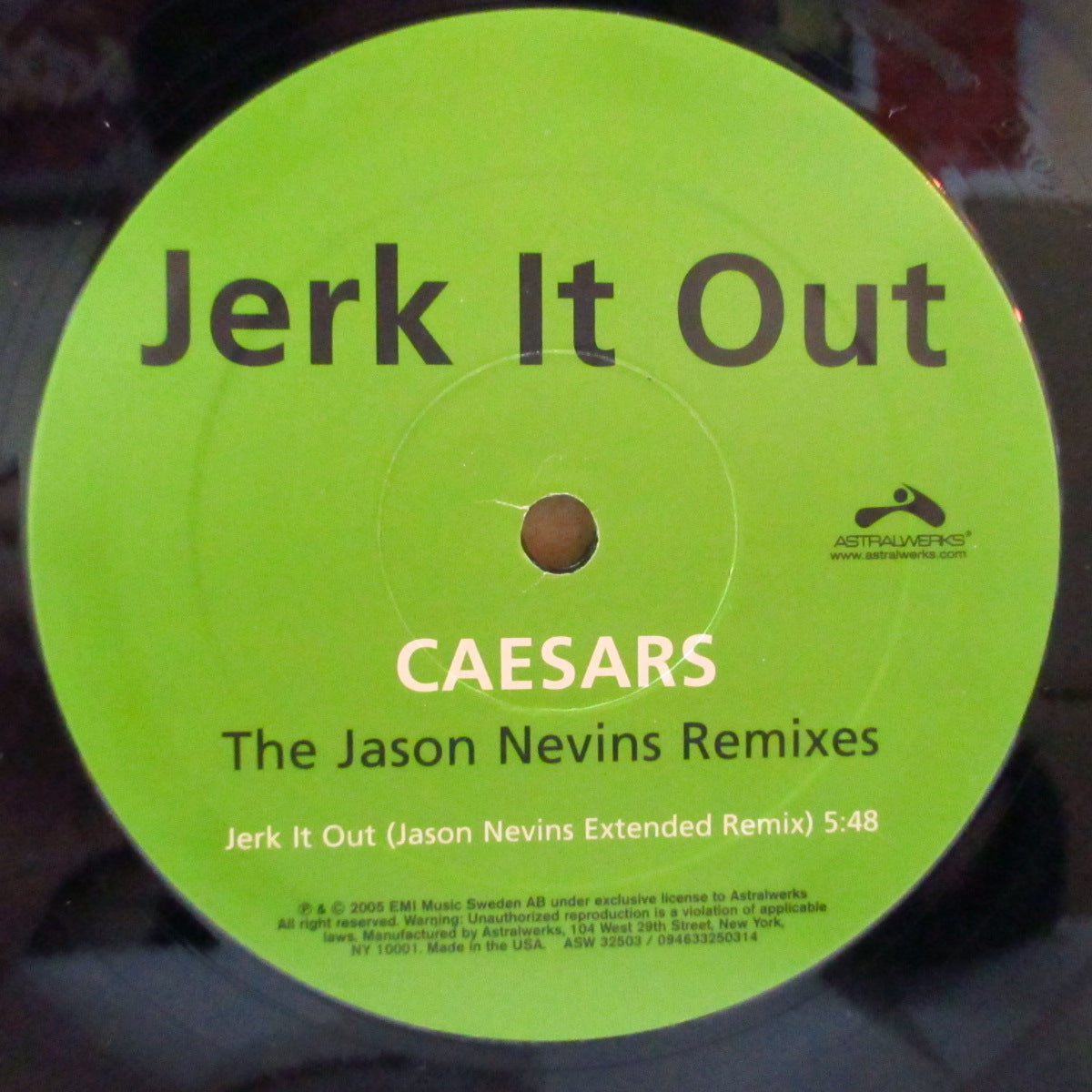 CAESARS (シーザーズ)  - Jerk It Out - The Jason Nevins Remixes (US オリジナル 12"/レアステッカー付きダイカットジャケ)