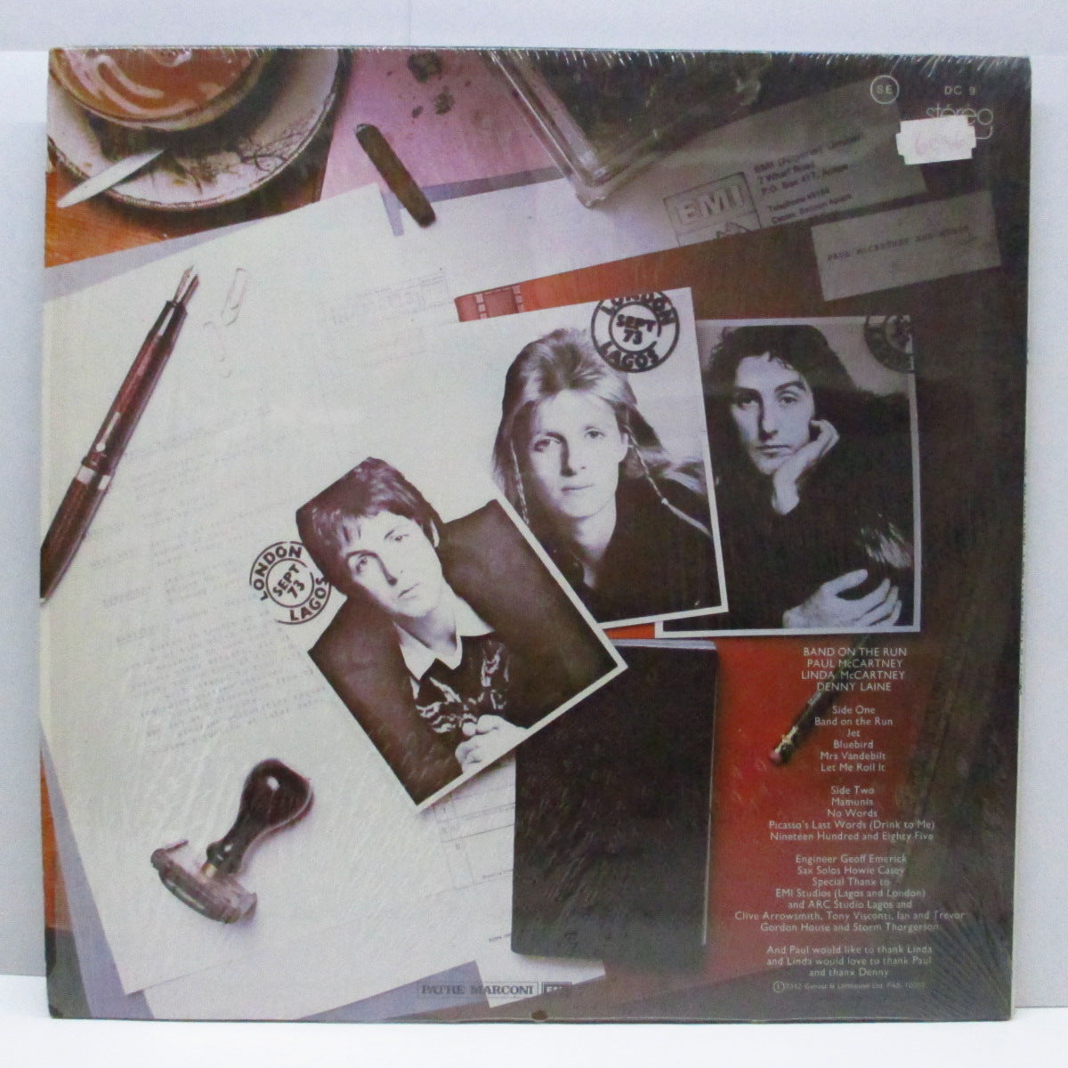 PAUL McCARTNEY & WINGS (ポール・マッカートニー & ウィングス ) - Band On The Run (France '78  再発「イエローヴァイナル」LP+インナー、ポスター/ステッカー付ジャケ）