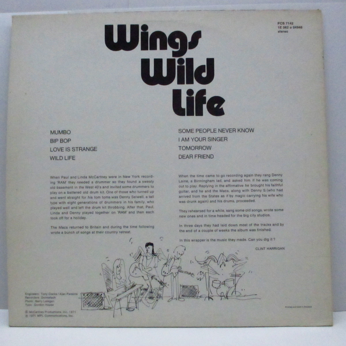 PAUL McCARTNEY & WINGS (ポール・マッカートニー & ウィングス ) - Wild Life (UK 70's  再発「黒・銀ラベ」LP+黄色インナー/PCS 7142)