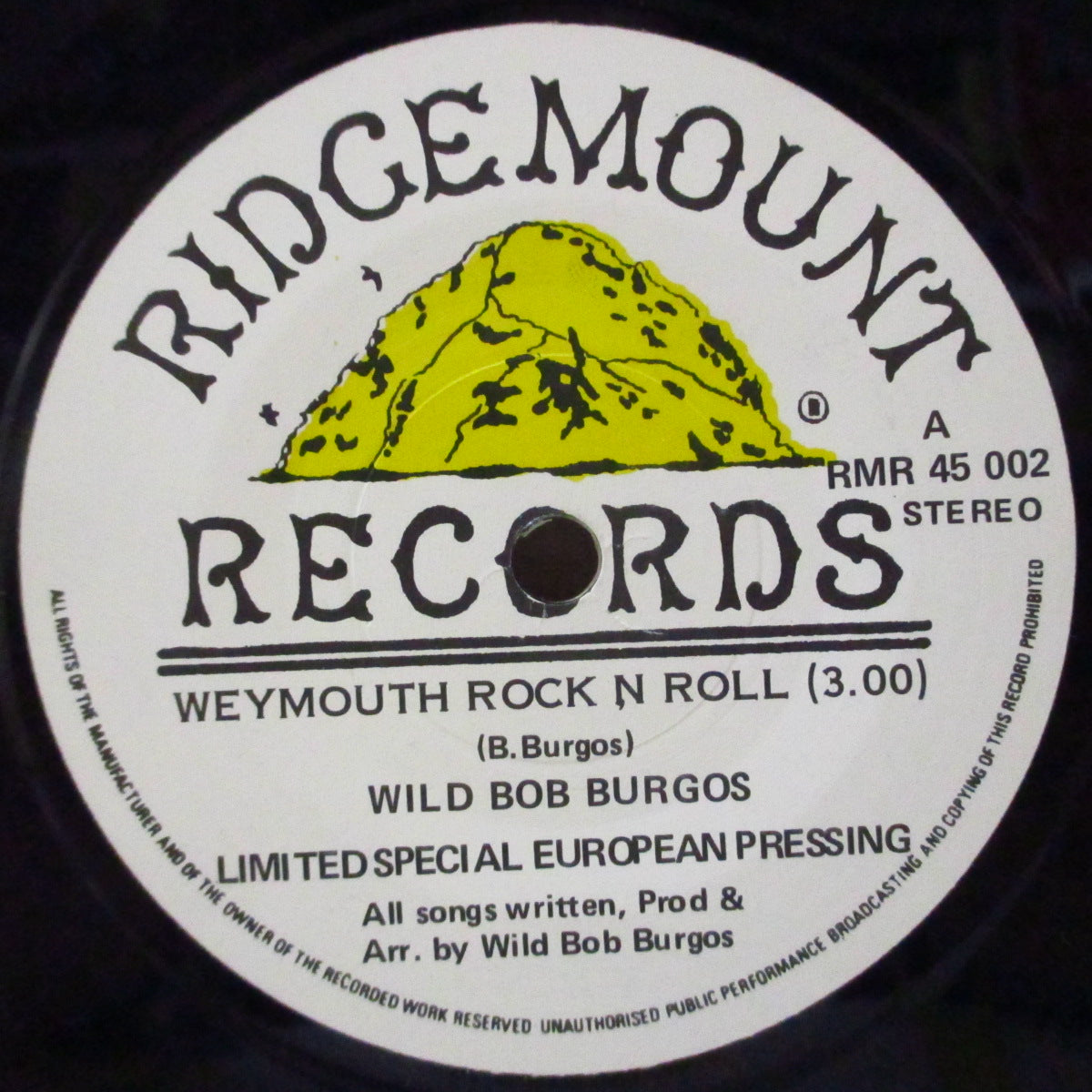 WILD BOB BURGOS (ワイルド・ボブ・バーゴス)  - Weymouth R&R +2 (UK 限定 7")