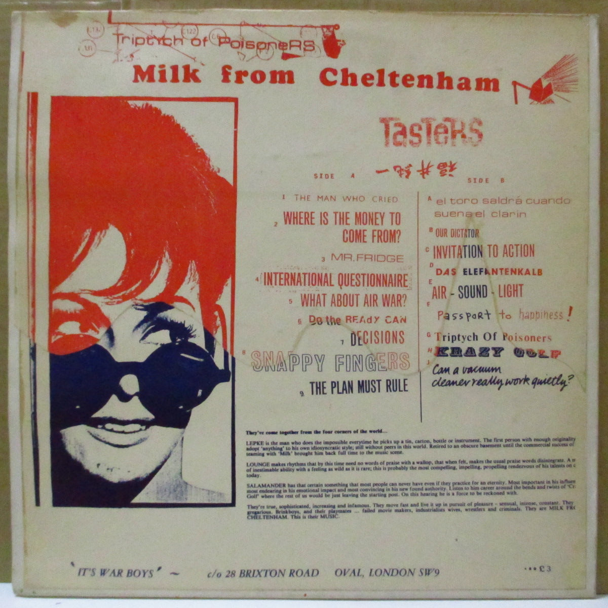 MILK FROM CHELTENHAM (ミルク・フロム・チェルトナム)  - Triptych Of Poisoners (UK 300枚限定ブルーヴァイナル LP+インサート/ハンドメイドジャケ)