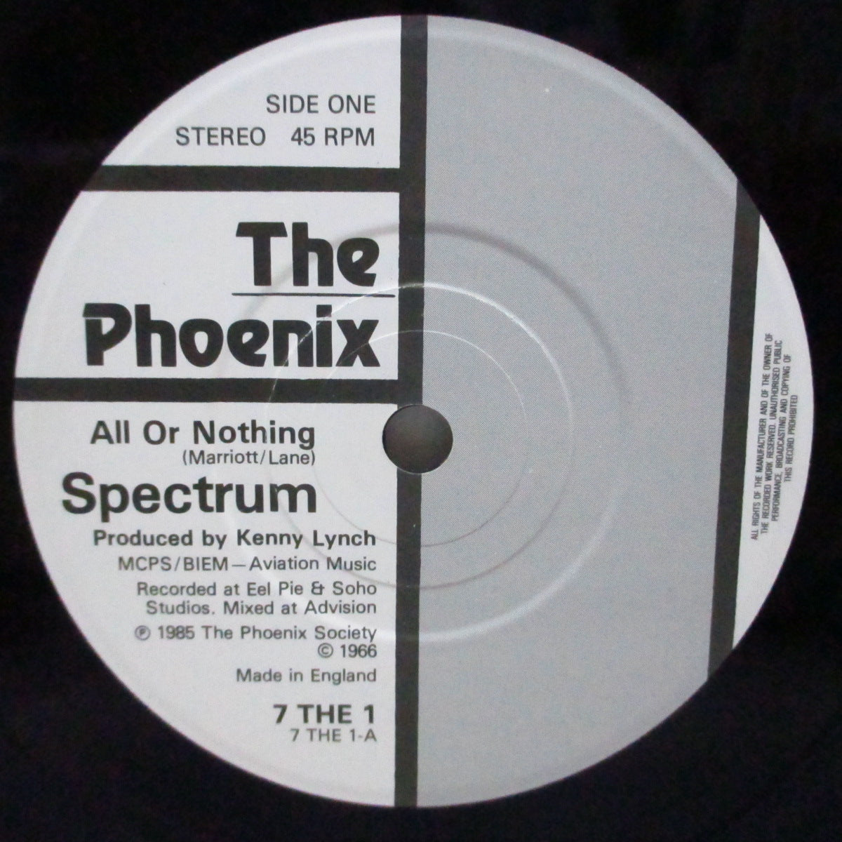 SPECTRUM (Steve Marriott) (スペクトラム / スティーブ・マリオット)  - All Or Nothing (UK オリジナル 7"+PS)