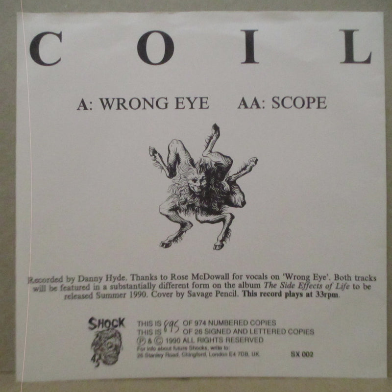 COIL (コイル)- Wrong Eye / Scope (UK 974枚限定1stプレス 7インチ)