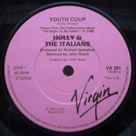 HOLLY AND THE ITALIANS (ホリー＆ジ・イタリアンズ) - Youth Coup (UK オリジナル 7"+マット・ソフト紙ジャケ)