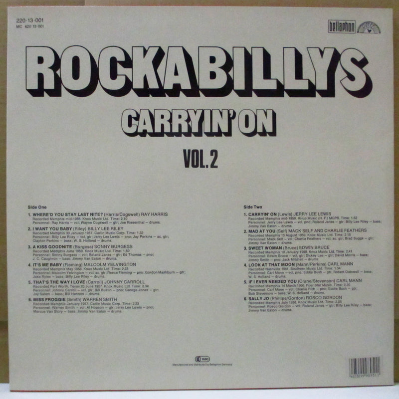 V.A. - Sun Rockabillys Vol.2 / Carryin' On (German Orig.LP)