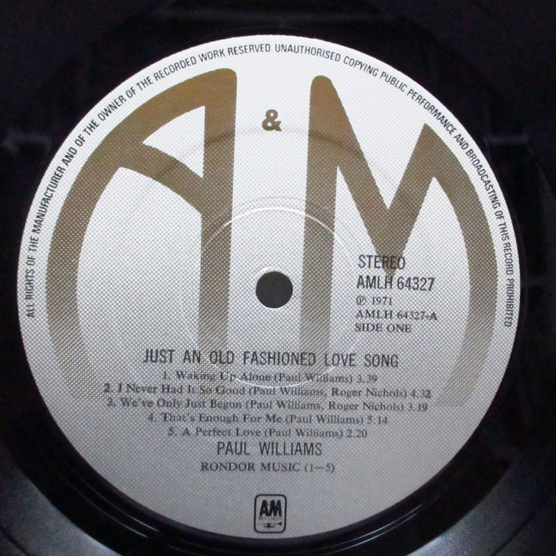 PAUL WILLIAMS (ポール・ウィリアムス)  - Just An Old Fashioned Love Song (UK 70's 再発「シルバーラベ」 LP+ブックレット/ダイカット・エンボスCVR)