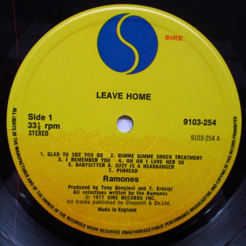 RAMONES (ラモーンズ) - Leave Home (UK '77再発「Babysitter」収録 LP+インナー/「Carbona Not Glue」が削除されたジャケ)