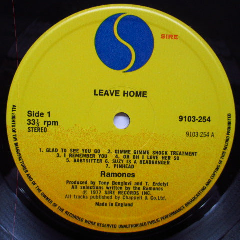 RAMONES (ラモーンズ) - Leave Home (UK '77 再発セカンドプレス LP+インナー w/Babysitter)