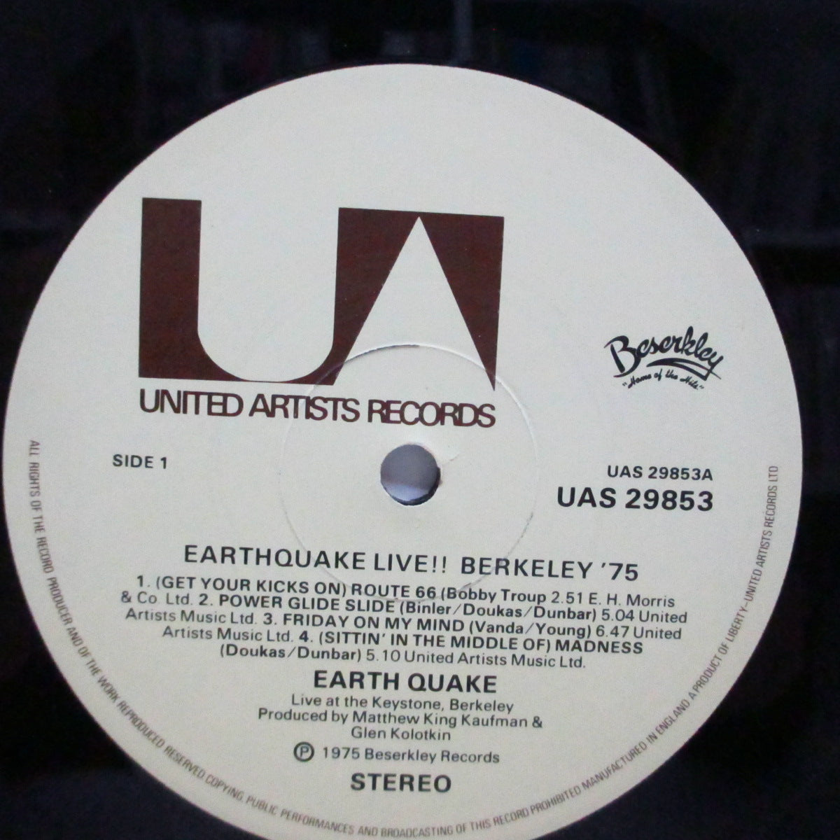 EARTH QUAKE (アース・クエイク)  - Live!! Berkeley '75 (UK Orig.LP/CS)