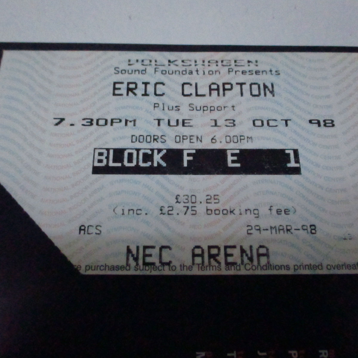 ERIC CLAPTON  (エリック・クラプトン )  - Pilgrim : World Tour 1998 (UK Orig.Brochure/パンフ)+Ticket