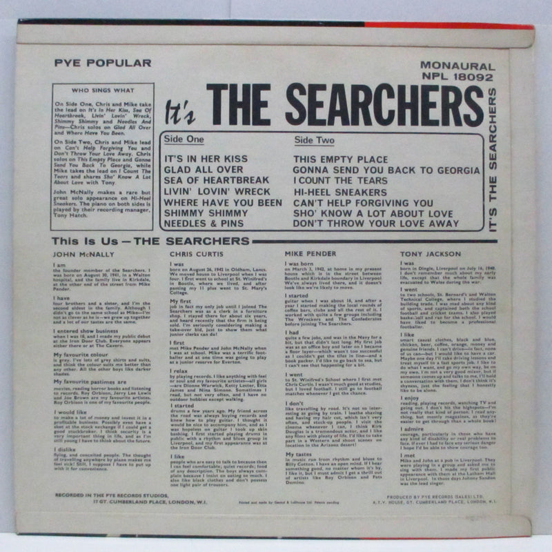 SEARCHERS (サーチャーズ)  - It’s The Searchers (UK オリジナル「モノラル」LP/CFS)