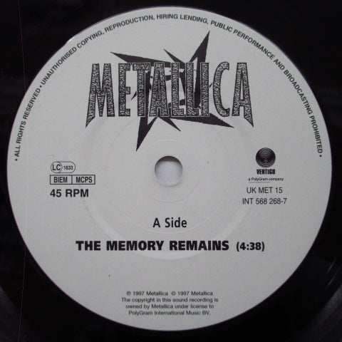 METALLICA (メタリカ) - The Memory Remains (UK オリジナル 7"+PS)