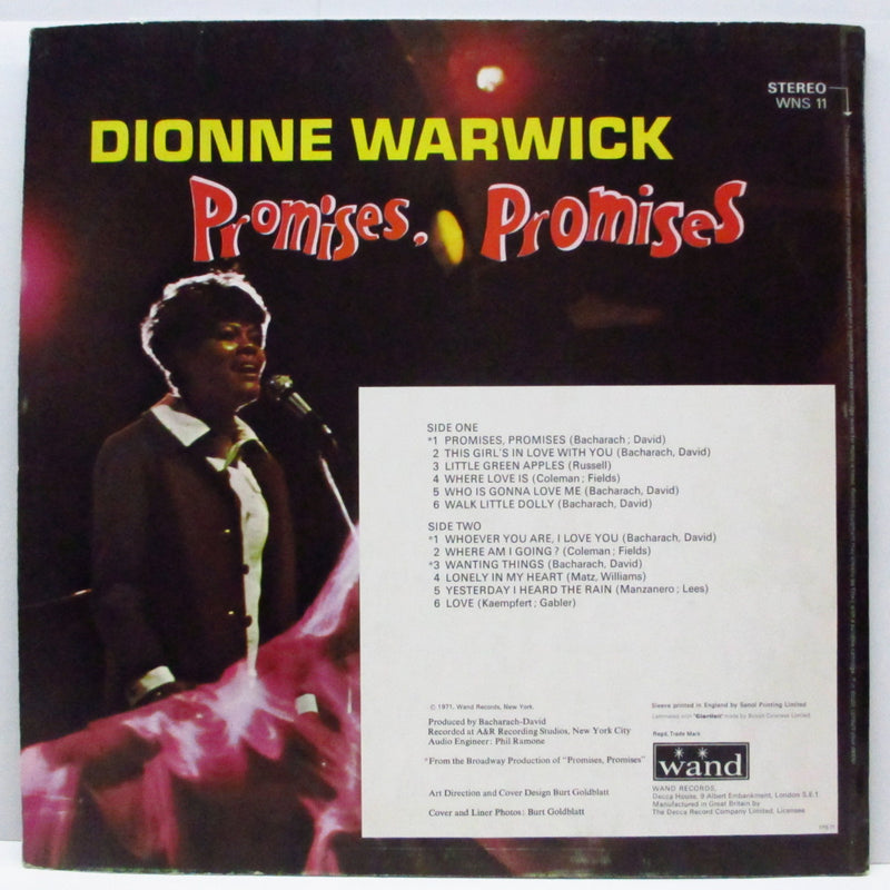 DIONNE WARWICK (DIONNE WARWICKE) (ディオンヌ・ワーウイック)  - Promises Promises (UK '71年再発「ステレオ」 LP/表面コーティングジャケ)