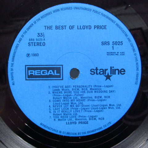 LLOYD PRICE (ロイド・プライス) - The Best Of Lloyd Price (UK Orig.Stereo/CFS)