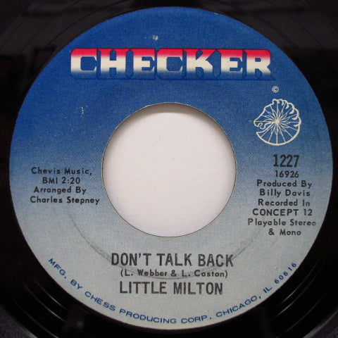 LITTLE MILTON - Don't Talk Back / Baby I Love You
