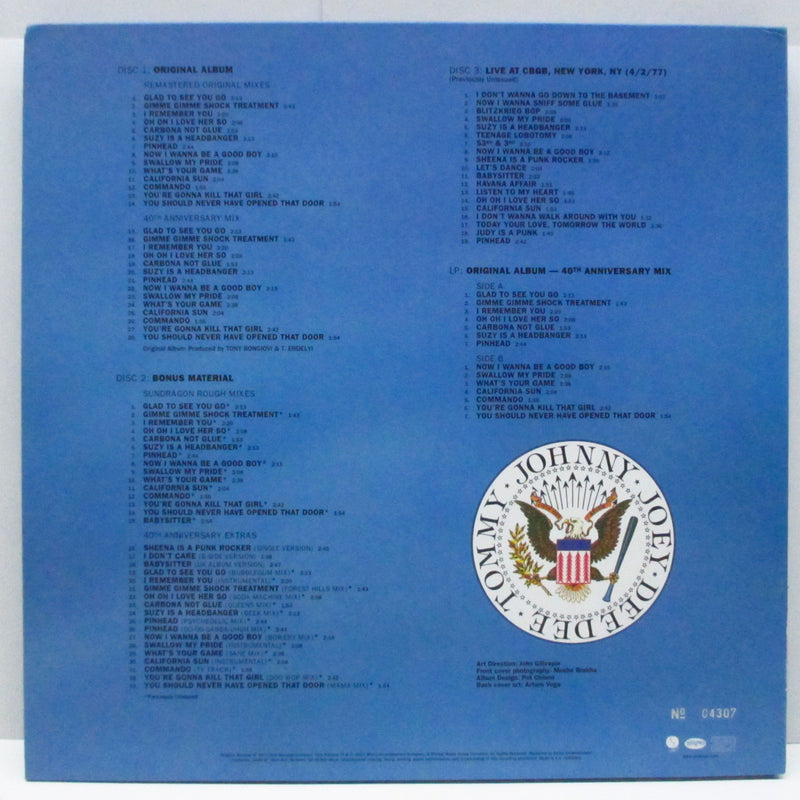 RAMONES (ラモーンズ)  - Leave Home (Worldwide 「40周年記念15,000限定ナンバリング入」LP+3xCD、ブックレットDXセット/見開ハードカバージャケ）