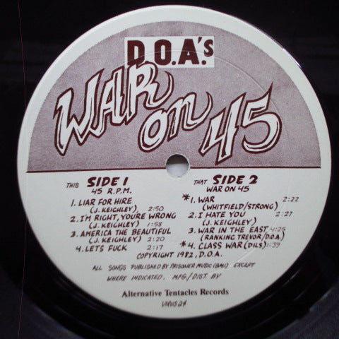 D.O.A. - War On 45 (US Reissue MLP)