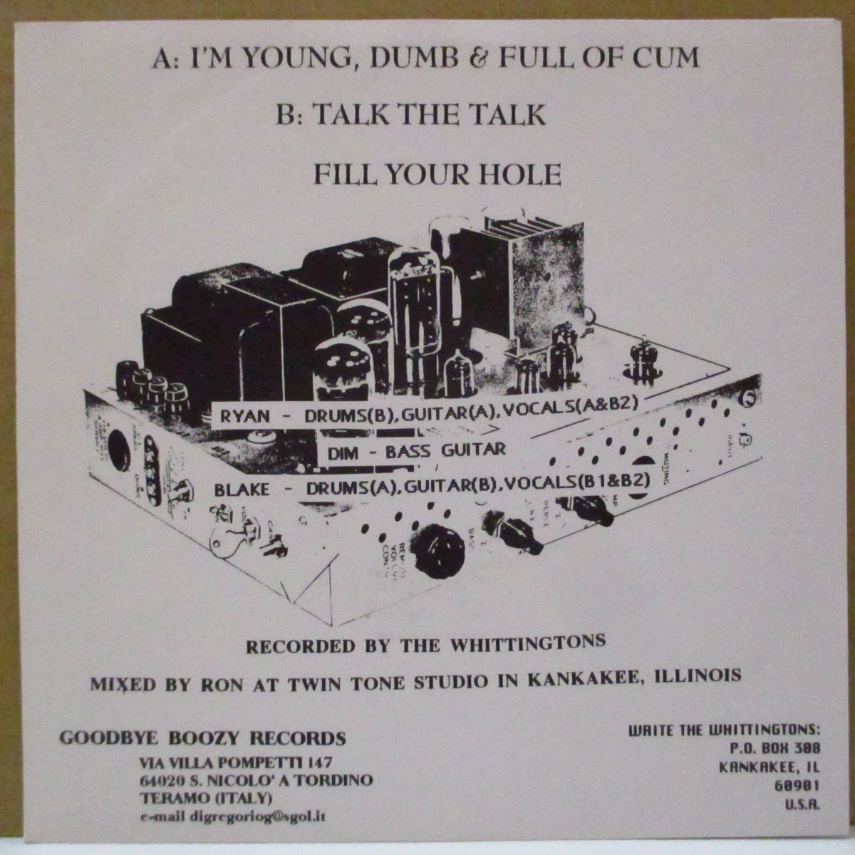 WHITTINGTONS, THE - I'm Young, Dumb & Full Of Cum (Italy 300 Ltd.7")