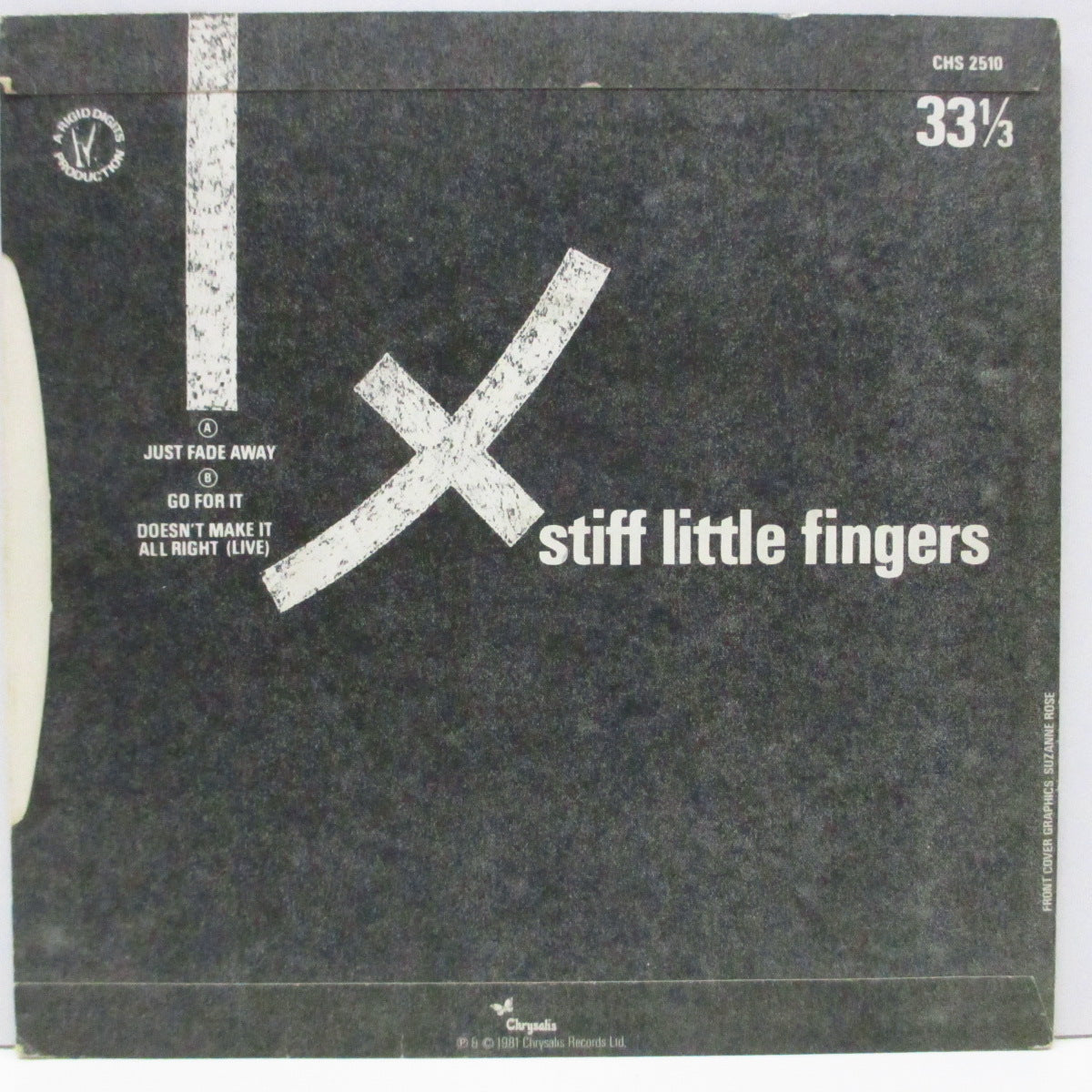 STIFF LITTLE FINGERS (スティッフ・リトル・フィンガーズ)  - Just Fade Away (UK オリジナル 7"+光沢固紙ジャケ)