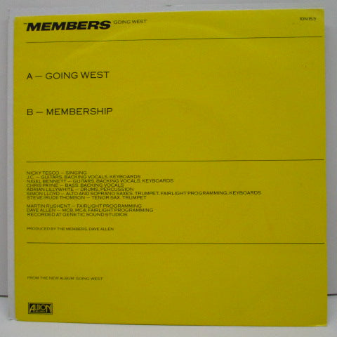 MEMBERS, THE - Going West (UK Orig.7")