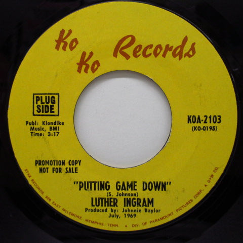 LUTHER INGRAM - Puttin' Game Down ('69 Version Promo)