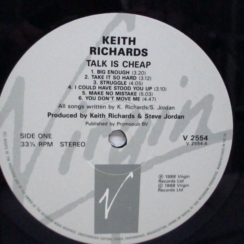 KEITH RICHARDS (キース・リチャーズ)  - Talk Is Cheap (UK オリジナル LP+インナー)