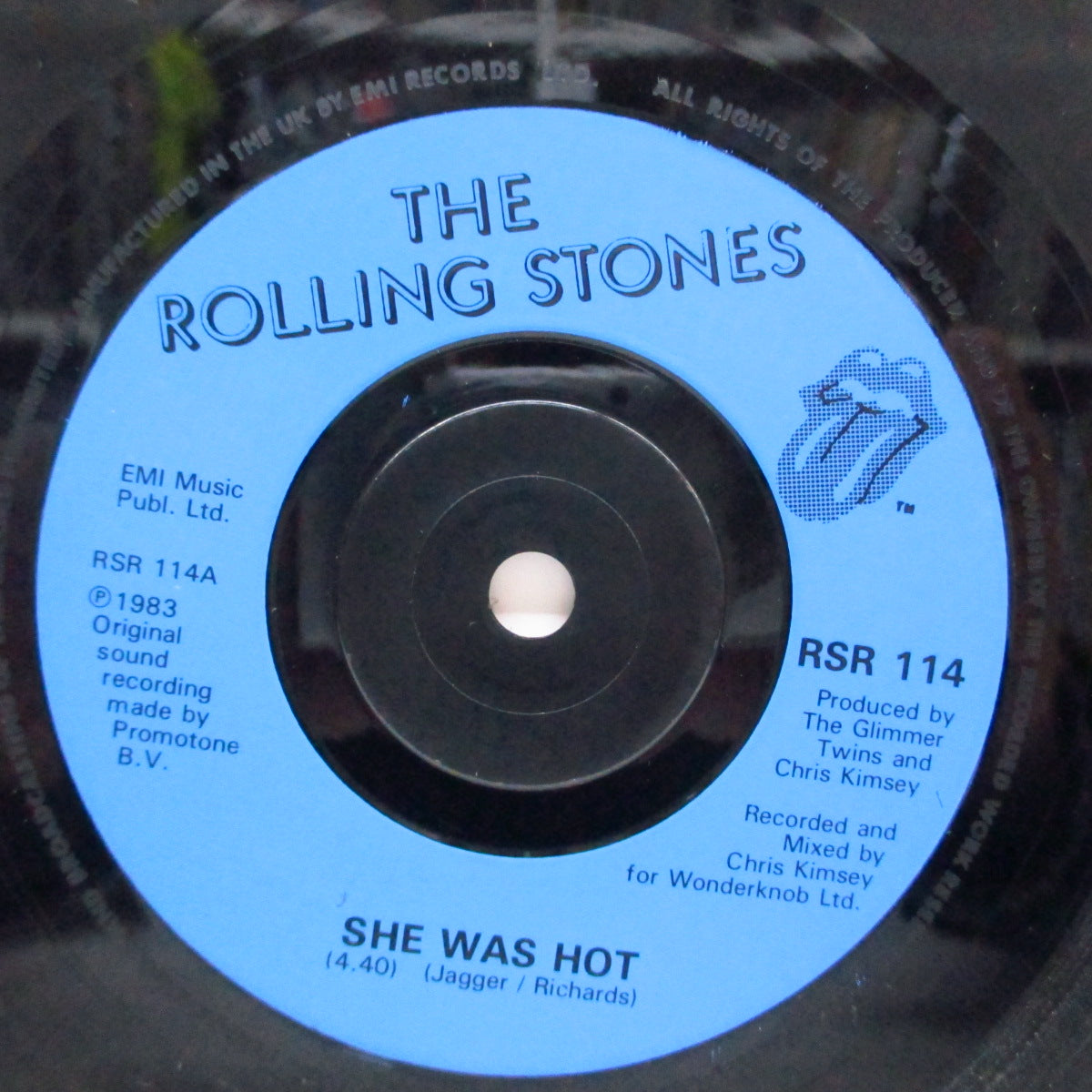 ROLLING STONES (ローリング・ストーンズ) - She Was Hot (UK オリジナル「青プララベ、フラットセンター」  7+マット・ソフト紙折り返しジャケ)