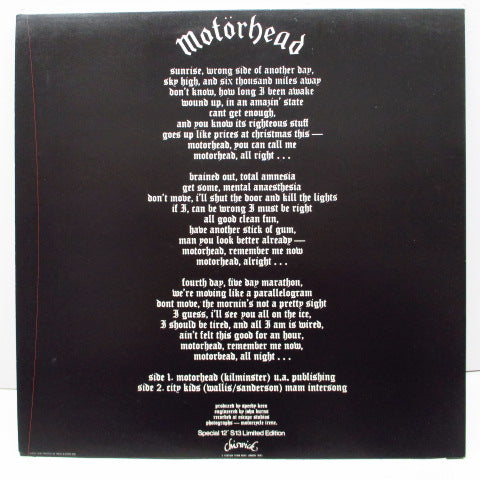 MOTORHEAD (モーターヘッド) - Motorhead / City Kids (UK Ltd.12")