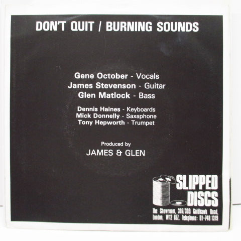 GENE OCTOBER - Don't Quit / Burning Sounds (UK Orig.7")