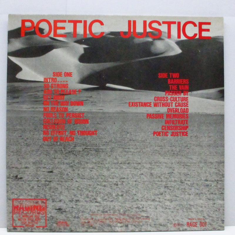 RIPCORD (リップコード)  - Poetic Justice (UK オリジナル LP+インナー)