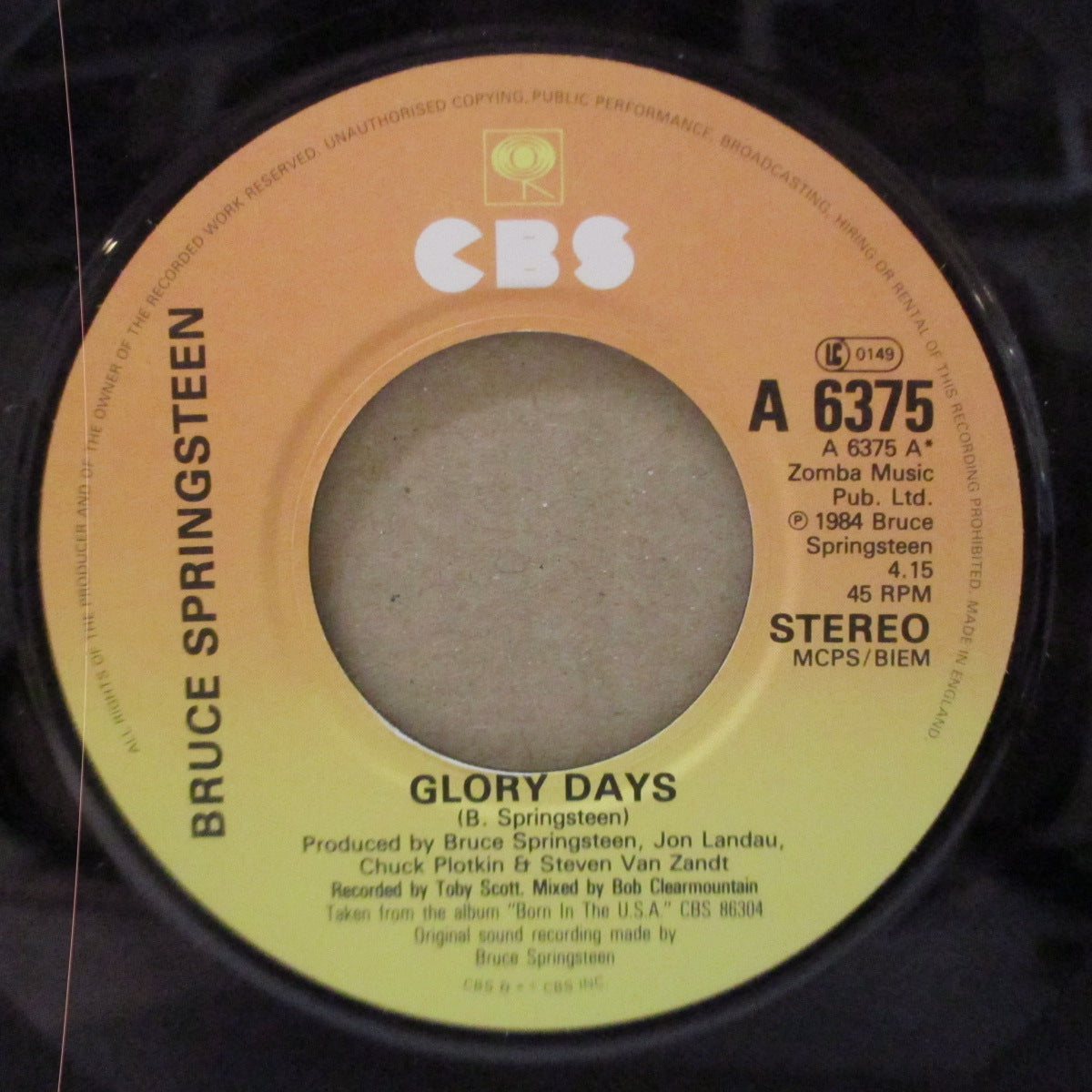 BRUCE SPRINGSTEEN - Glory Days (UK Orig.7"/Large Hole Centre)