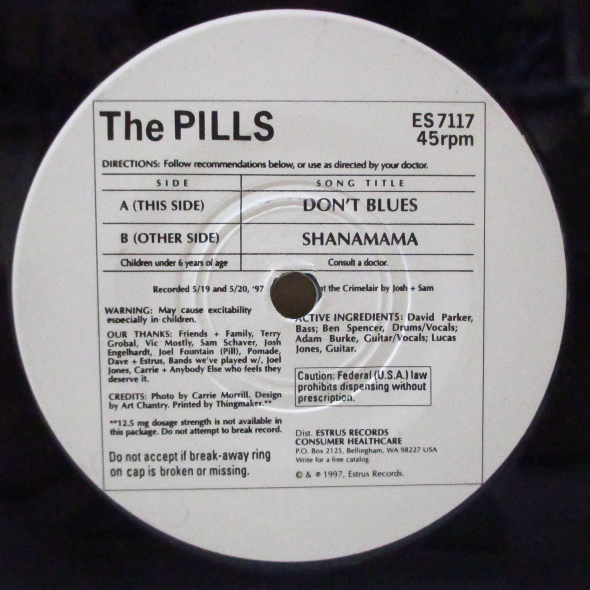 PILLS, THE (ザ・ピルズ)  - Don't Blues (US オリジナル 7"/特殊円形ジャケ)