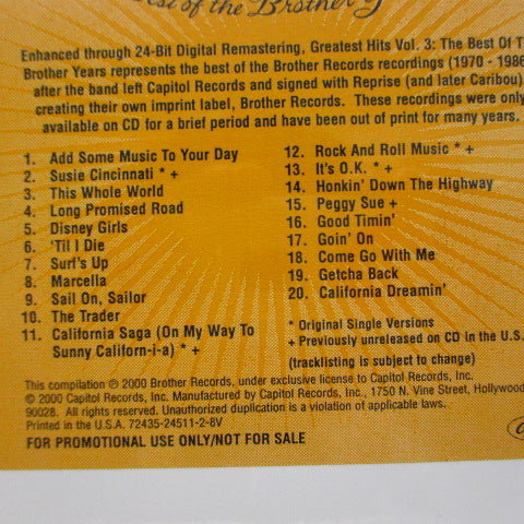 BEACH BOYS - The Greatest Hits Vol.3 (US Advance Promo)