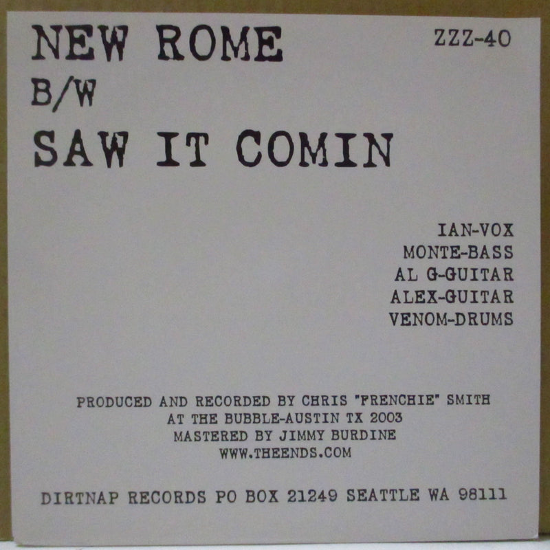 ENDS, THE (ジ・エンズ)  - New Rome (US オリジナル 7")