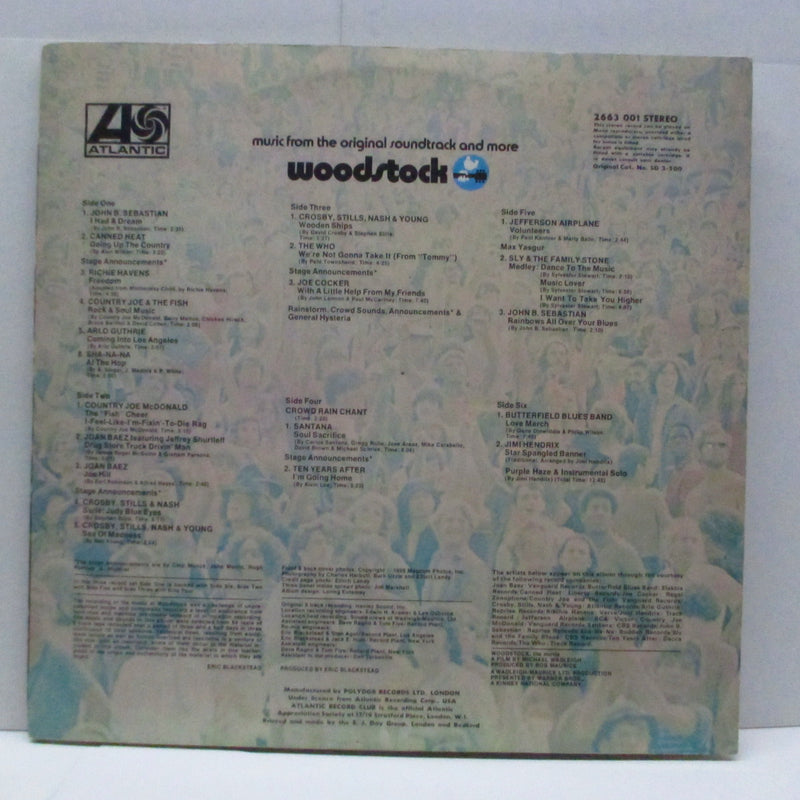 O.S.T. (映画『ウッドストック/愛と平和と音楽の三日間』サントラ) - Woodstock (UK 70's 再発「Wロゴ無/グリーン＆オレンジラベ」 3xLP/上開3面見開ジャケ)