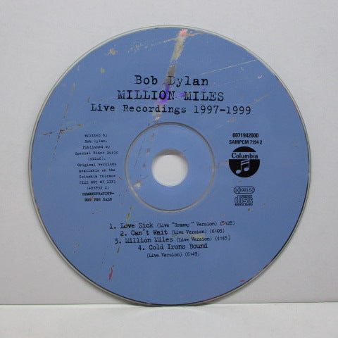 BOB DYLAN - Million Miles (Live Recordings 1997-1999) (UK PROMO)