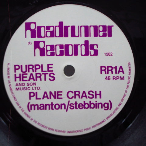 PURPLE HEARTS (パープル・ハーツ) - Plane Crash (UK オリジナル 7"+メンバー3人の直筆サイン入ジャケ)