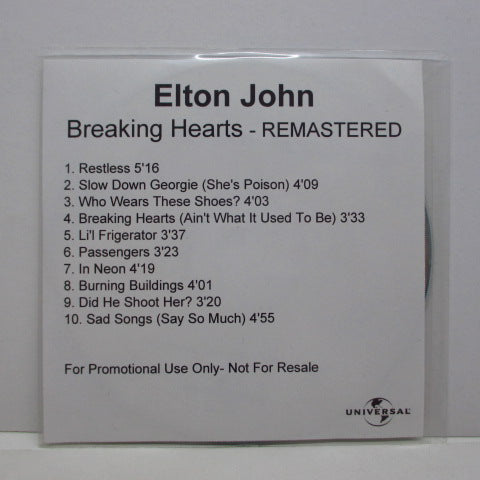 ELTON JOHN - Breaking Hearts - Remastered (UK Advance Promo)