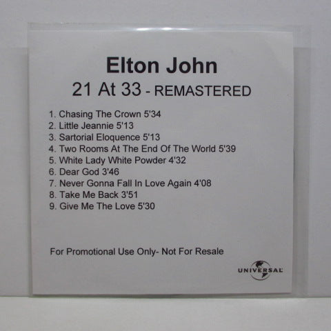 ELTON JOHN - 21 At 33 - Remastered (UK Advance Promo)